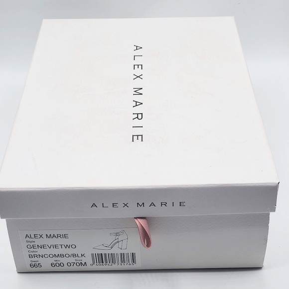 Alex Marie Leopard Ankle Strap Block Heels Leopard Print☆Real Fur - Picture 11 of 12